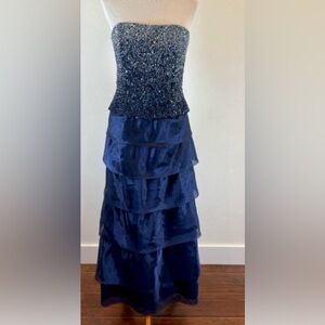 Jovani Navy Blue Strapless Ombré Sequin Gown, Size 10, EUC